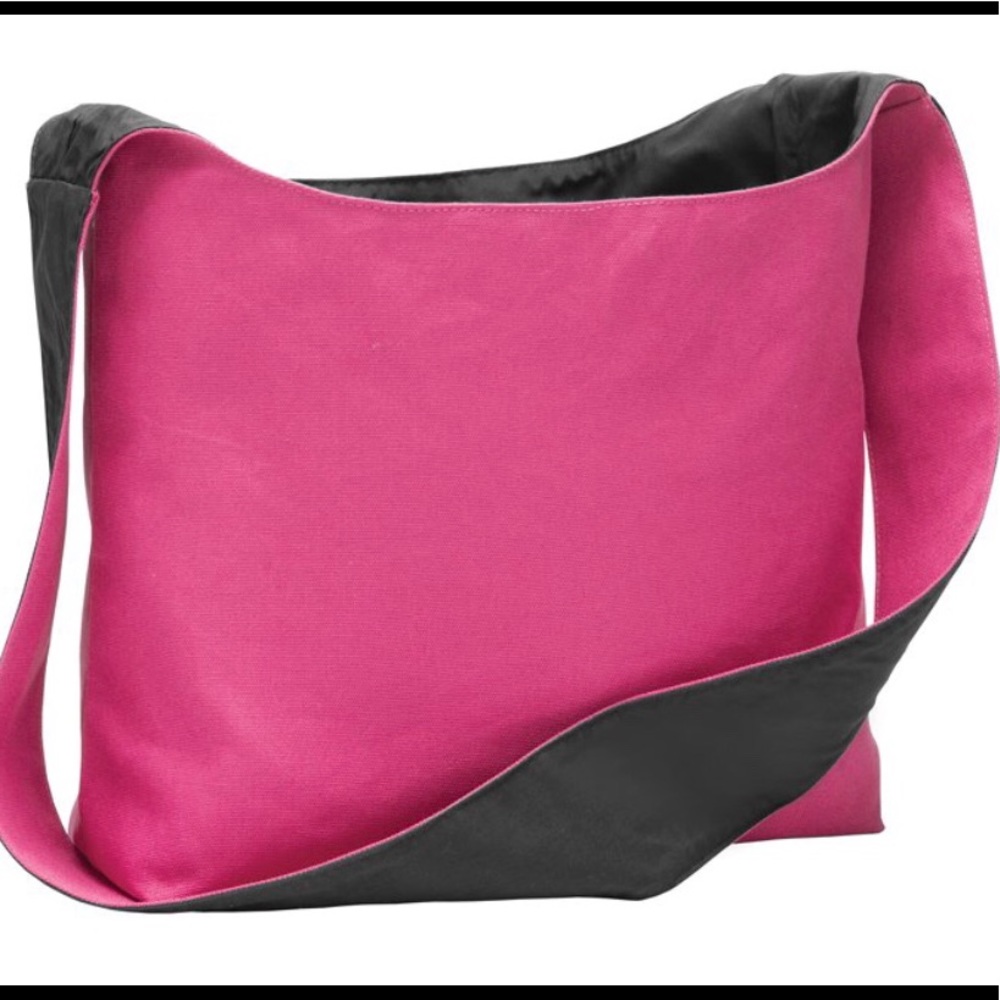 Cotton Canvas Washed Sling Messenger Tote Bag PINK
